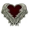Heart with Angel Wings Pin - Antique Nickel